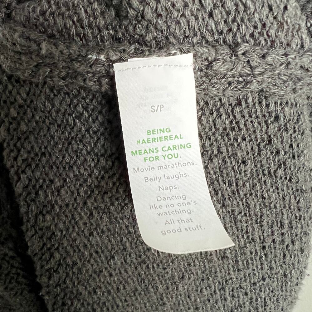 Aerie American Eagle Oversized Knit Sweater Women's S Gray Scoop Neck Relaxed - Picture 7 of 8